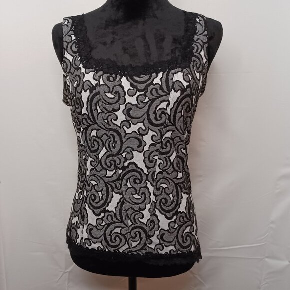 White House Black Market Lace Trimmed Y2K Charmed Style Tank Size Large - Picture 1 of 8